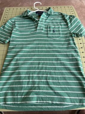 Ralph Lauren Green and White Striped Polo